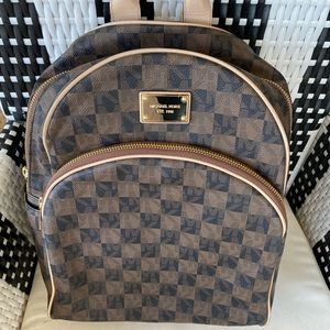 Michael Kors checkered vuitton look backpack